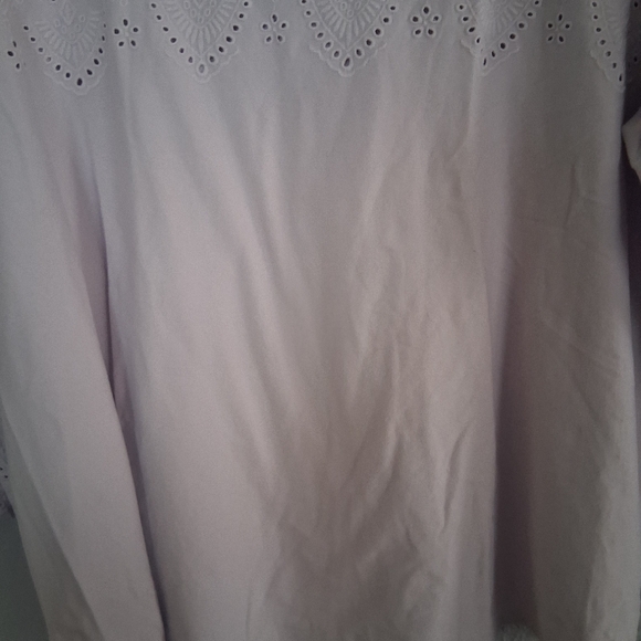 J Jill NWT Pale Orchid 3/4 Sleeve Eyelet Top 100% Cotton 2X - Picture 3 of 6